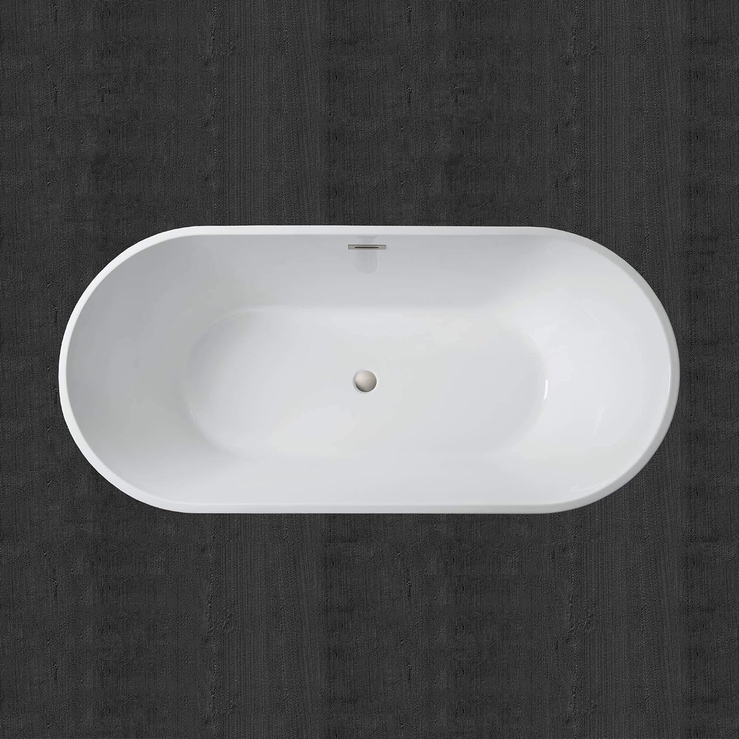 WOODBRIDGE 67' Acrylic Freestanding Bathtub Contemporary Soaking Tub, Black Acrylic (Brushed Nickel Drain/Overflow),B1813 Black -B/N-Drain &O