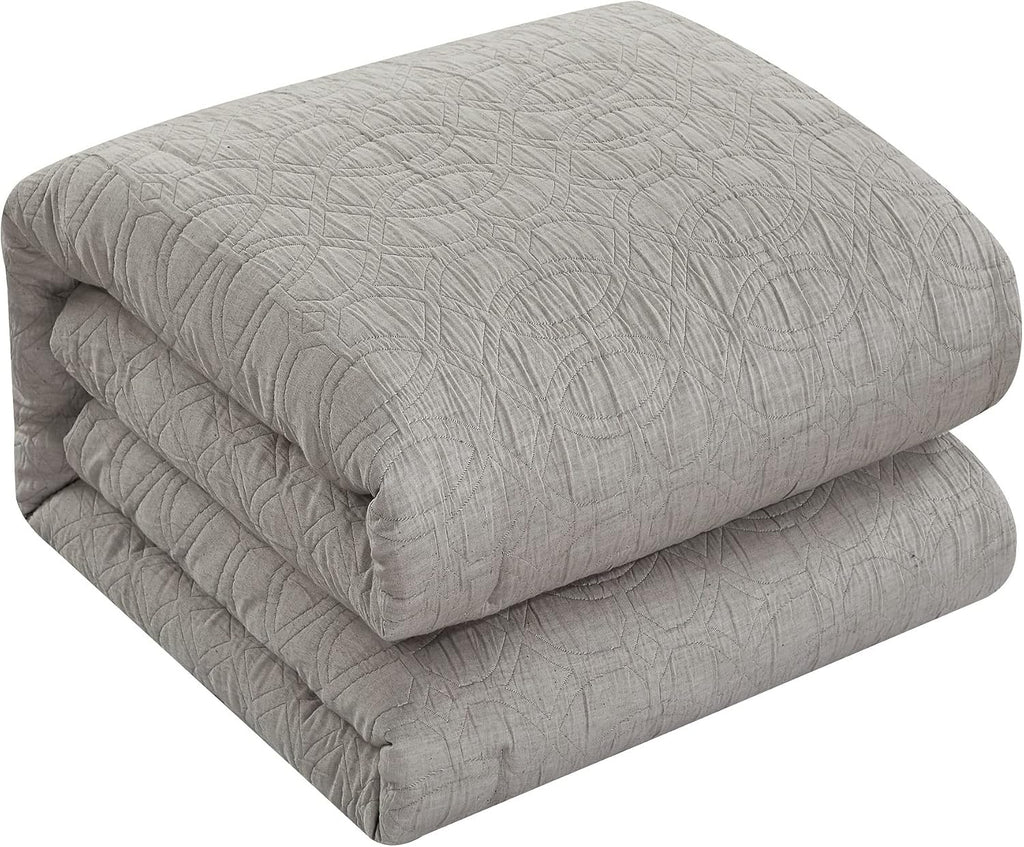 Chic Home Grey Bed in a Bag Comforter Set, Queen Size (5 Pieces), New York & Company Trinity - Polyester Bedding with Jacquard Interlaced Pattern - Comforter, Pillow Shams and Decorative Pillows