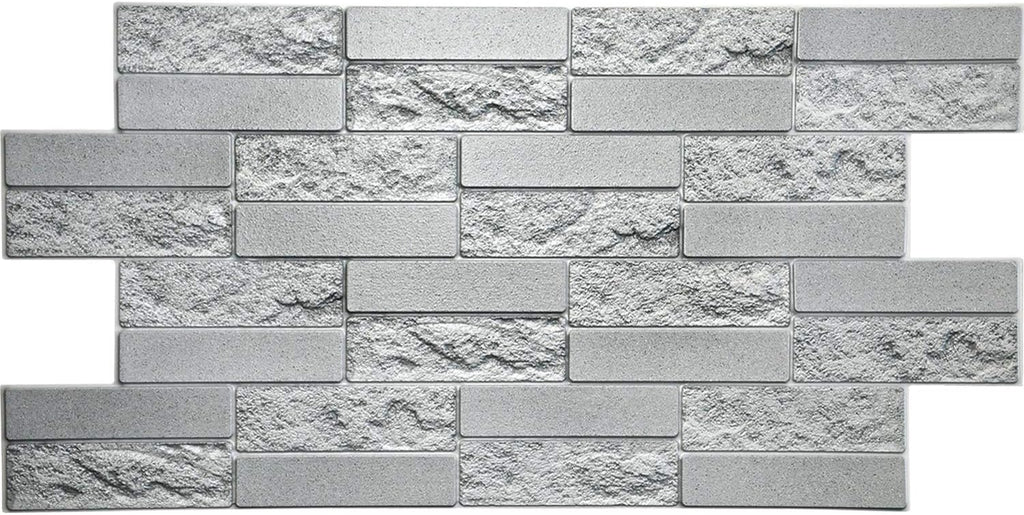 Dundee Deco PG7059-10 Grey Faux Cement Brick PVC 3D Wall Panel, 3.3 ft X 1.6 ft (98 cm X 49cm), Interior Design Wall Paneling Decor, 5.28 sq. ft. (0.48sq. m) Each, Pack of 10