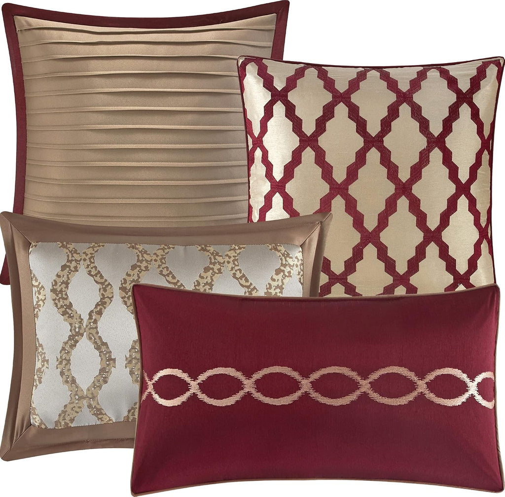 Stratford Park Warm and Vibrant 10 Piece Comforter Bedding Set, Burgundy, Queen Size, Warm, 100% Polyester, Matching Bedskirt, Pillows & Shams