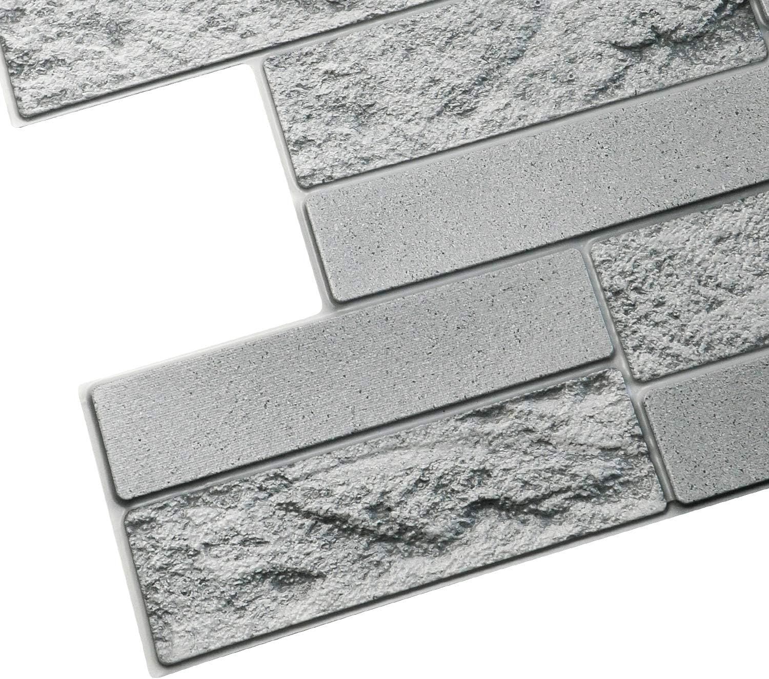 Dundee Deco PG7059-10 Grey Faux Cement Brick PVC 3D Wall Panel, 3.3 ft X 1.6 ft (98 cm X 49cm), Interior Design Wall Paneling Decor, 5.28 sq. ft. (0.48sq. m) Each, Pack of 10