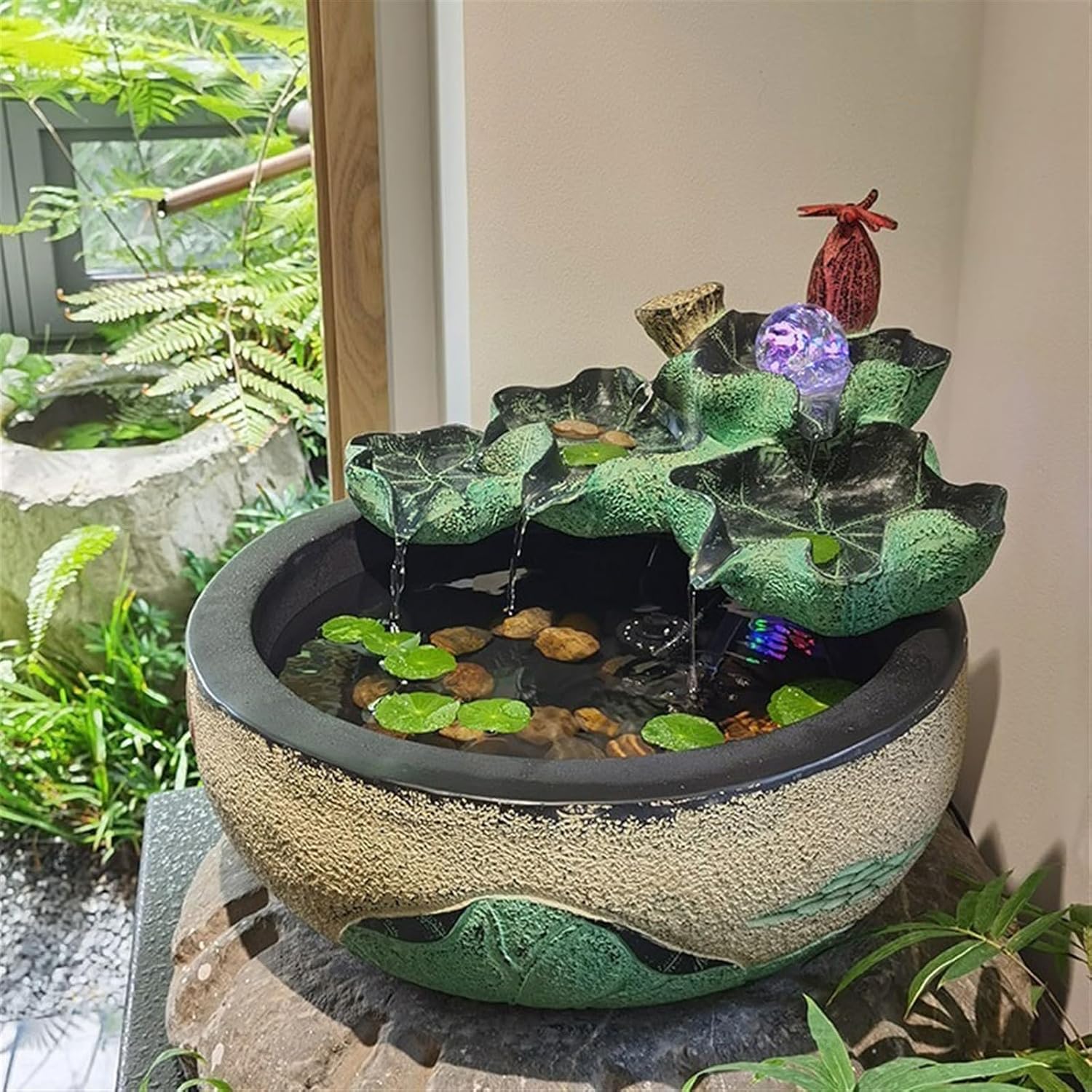 GLigeT Tabletop Fountain Creative Running Water Fountain Landscape Attracting Wealth Ornaments Living Room Office Desktop Circulation Water Feature Decoration Water Fountain Decor