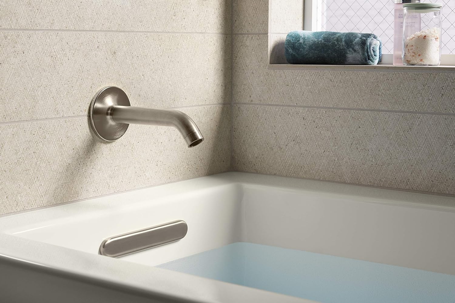 KOHLER K-7272-BN Clearflo Slotted Overflow Bath Drain, Toe-Tap Stopper, Above- or Through-the-Floor Placement, Ball-Joint for Easy Installation, Sleek Design, 4.5 pounds, Vibrant Brushed Nickel