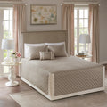 Madison Park Breanna 100% Cotton Fitted Bedspread Classic Traditional Design All Season, Lightweight, Bedding Set, Matching Shams, Queen(60' x80+24D), Diamond Quilted Khaki 4 Piece