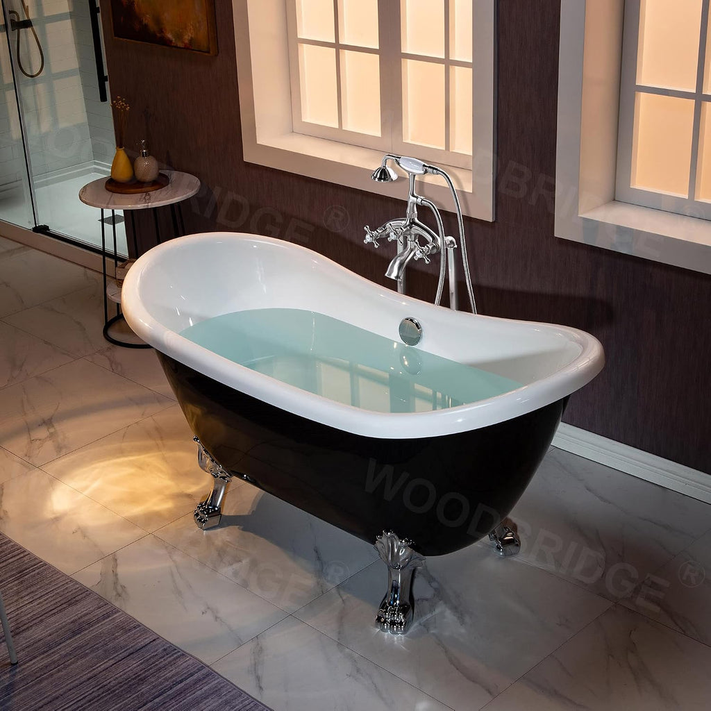 WOODBRIDGE BTA1842-C-Feet+C-Drain Bathtub, Chrome