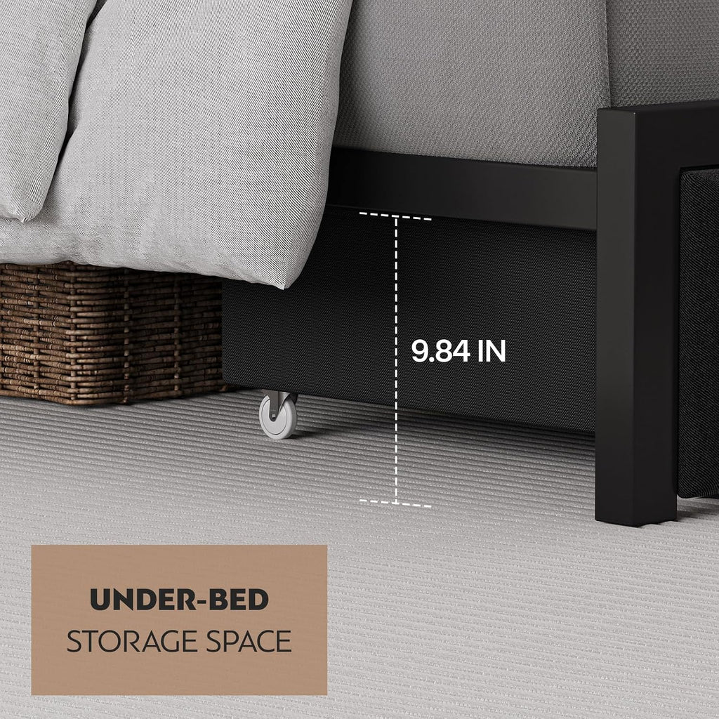 CIKUNASI Queen Size Bed Frame with Headboard and Storage Drawers Platform Bed Frame with Storage Chargin Station LED Light Bedframe Heavy Duty No Box Spring Needed