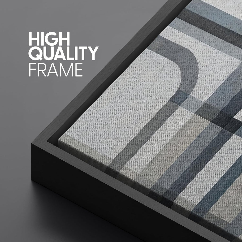 SIGNLEADER Framed Canvas Print Wall Art Set Blue Gray Geometric Abstract Illustrations Modern Art Boho Decorative for Living Room, Bedroom, Office - 24'x36'x3 BLACK