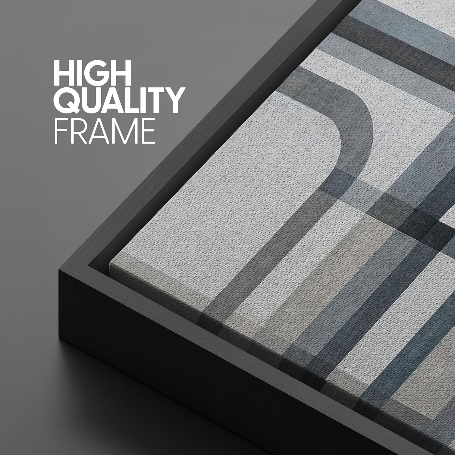 SIGNLEADER Framed Canvas Print Wall Art Set Blue Gray Geometric Abstract Illustrations Modern Art Boho Decorative for Living Room, Bedroom, Office - 24'x36'x3 BLACK