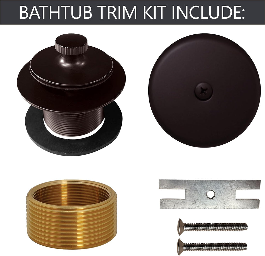Westbrass D941K-50-12 1-3/8' Fine Thread Twist & Close Bathtub Drain Trim with One-Hole Overlfow Faceplate and Universal Adaptor, Oil Rubbed Bronze (50-Pack)