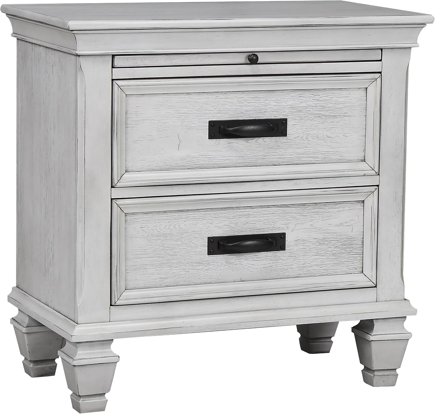 Coaster Home Furnishings Franco Farmhouse 4-Piece Bedroom Set Queen Size Storage Panel Bed Frame 57-inch Headboard Distressed White 205330Q-S4