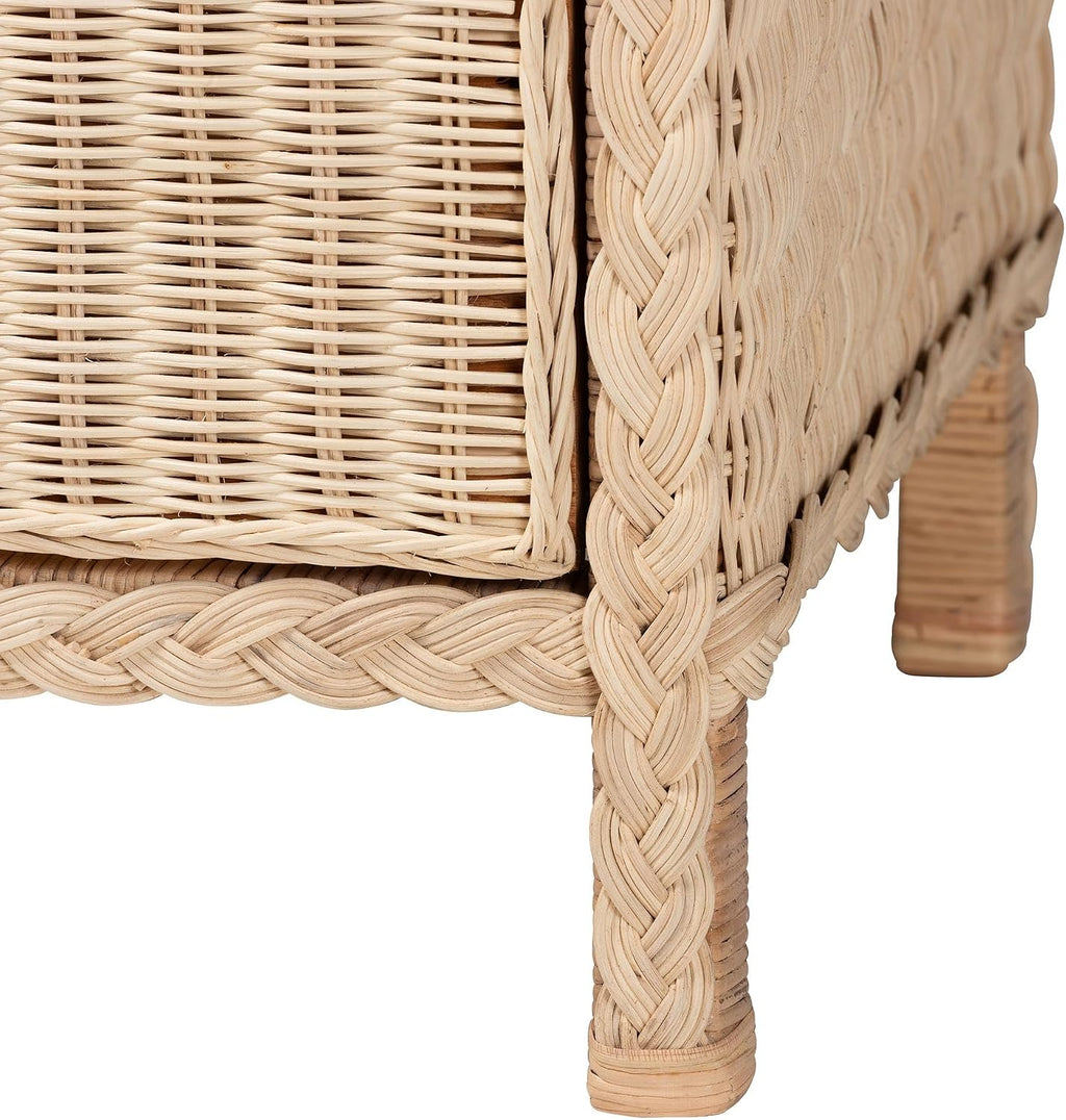 bali & pari Lanica Sun-Bleached Braided Rattan Queen Size 4-Piece Bedroom Set