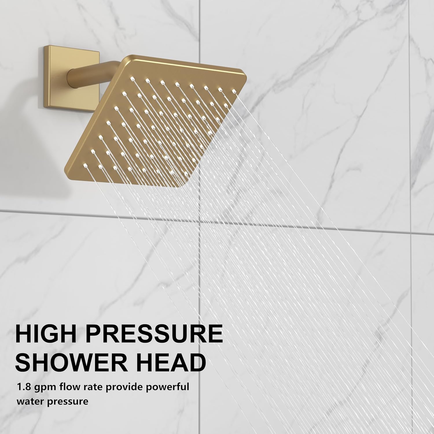 Replacement for Delta 13/14 Series Shower Trim Kit, Compatible with Delta R10000 Tub Shower Faucet Set, Brushed Gold Shower Head and Handle Set,Champagne Bronze (Cartridge and Valve Not Included)