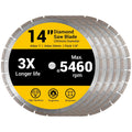 5 Pcs 14 Inch Diamond Concrete Saw Blade, 14 Inch Masonry Blade with 12 mm Arbor Dry or Wet Concrete Saw Cutting General Purpose Segmented High Speed for Brick Stone Block Marble Granite