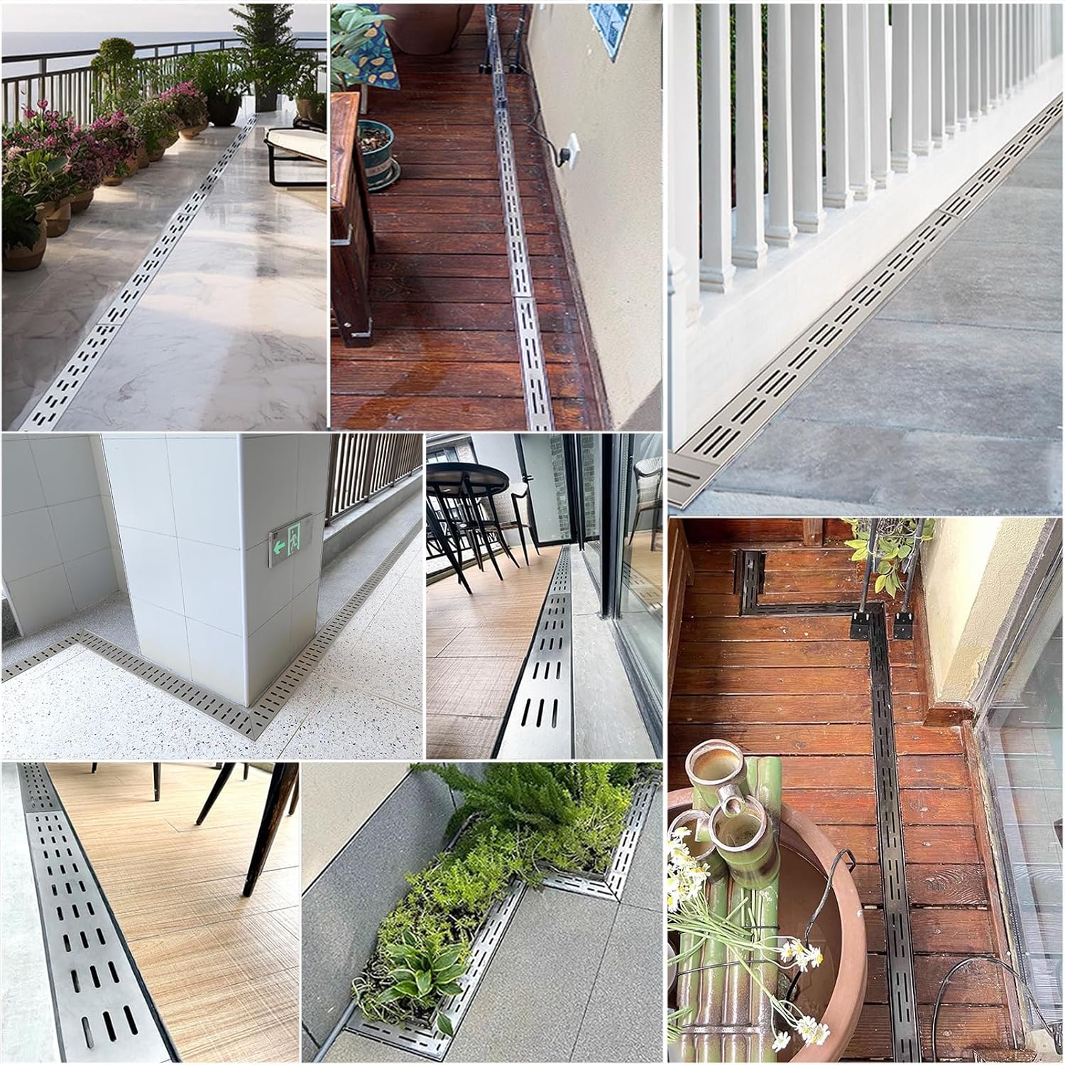 2PCS Narrow Channel Drain Grate, 304 Stainless Steel Trench Drain System with Grate, Outdoor Shallow Channel Drainage Kit for Yard, Patio, Driveway Garage (39.4' Lx3.94 Wx1.97 H)