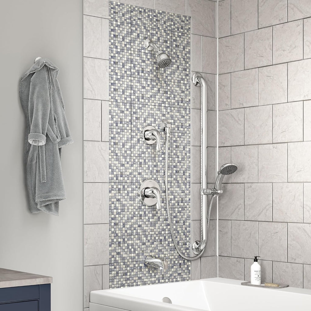 Symmons 9606-PLR-1.5-TRM-STN Origins 2-Handle Tub and 1-Spray Shower Trim with 1-Spray Hand Shower in Satin Nickel (Valves Not Included)