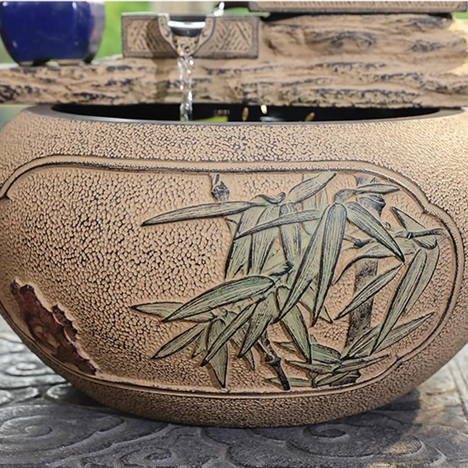 GLigeT Tabletop Fountain Chinese Style Financial Attraction, Flowing Water Decoration, Home, Porch, Living Room, Desktop, Office, Circular Fountain, Landscape Water Fountain Decor