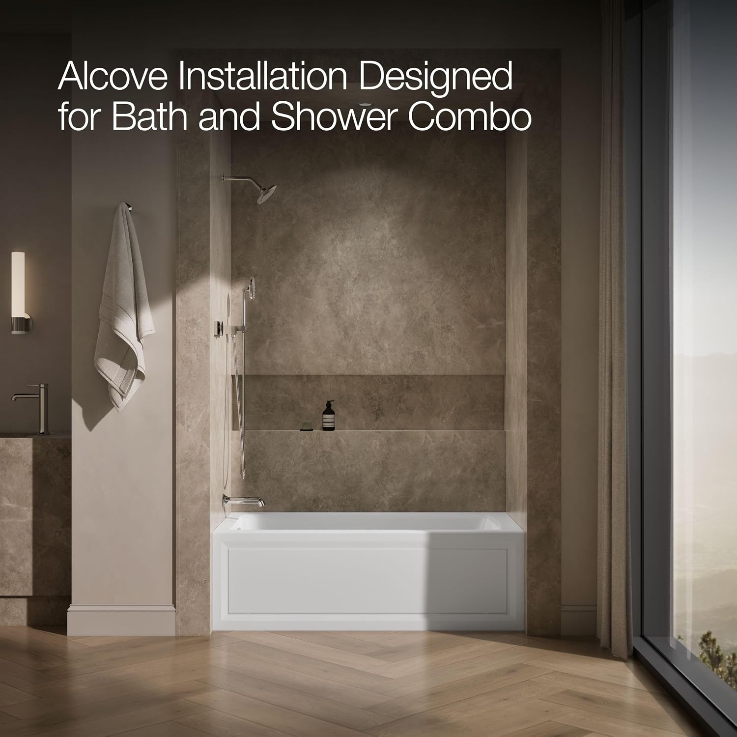 Kohler K-1947-LA-0 Archer 60' x 30' Alcove Whirlpool with Integral Apron, Tile Flange and Left-Hand Drain, White