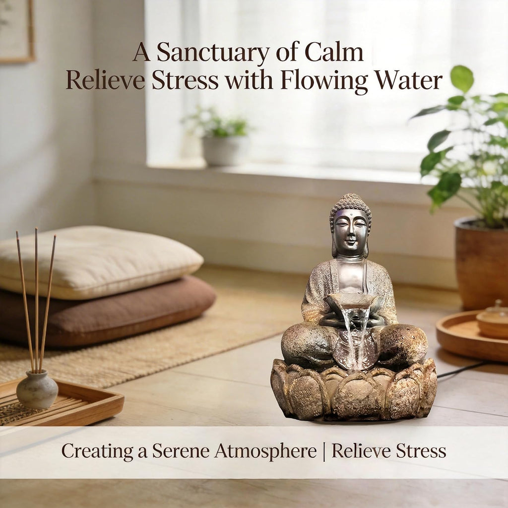 Outdoor Water Fountain, Buddha Water Outside, Garden Fountain, Statue Indoor/Outdoor for Home, Buddha Decor & Gifts, Buddah, Buda, Budda, Buddhas, Feng Shui (Miniature)