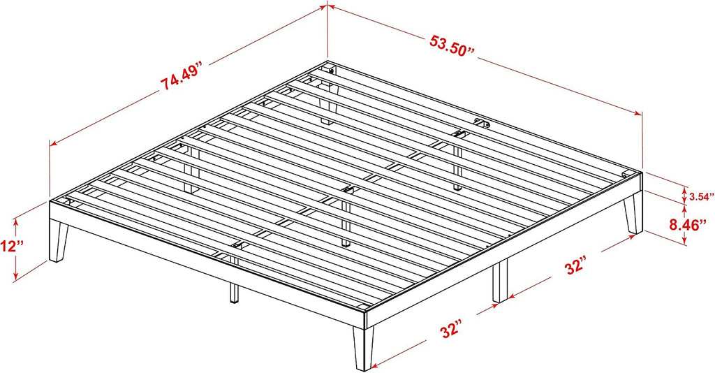 East West Furniture DNP-23-Q Queen Size Bed Frame with 4 Hardwood Legs and 2 Extra Center Legs - Oak Finish