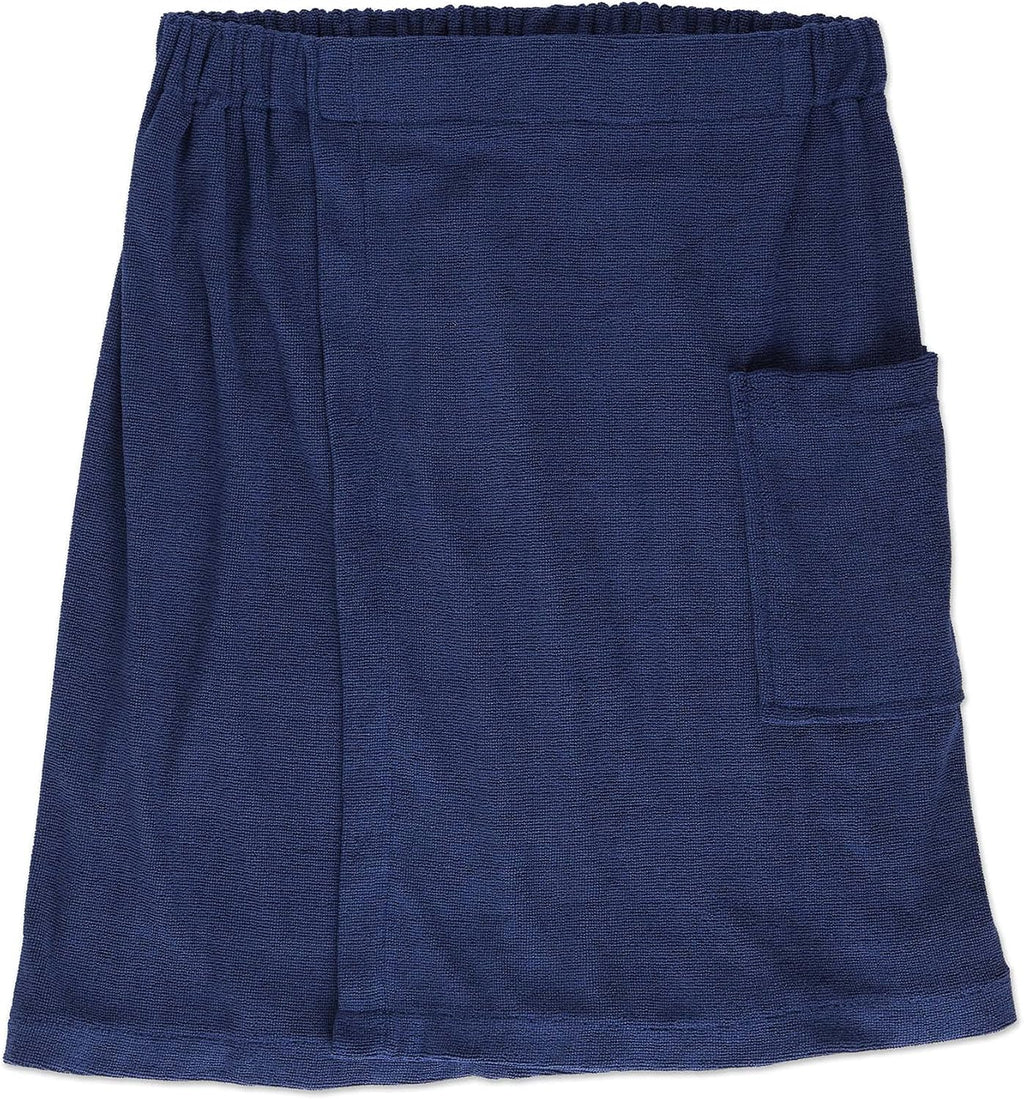DII Men's Terry Shower Wrap Collection Adjustable with Velcro and Pocket, 54x20, Nautical Blue (Pack of 12)