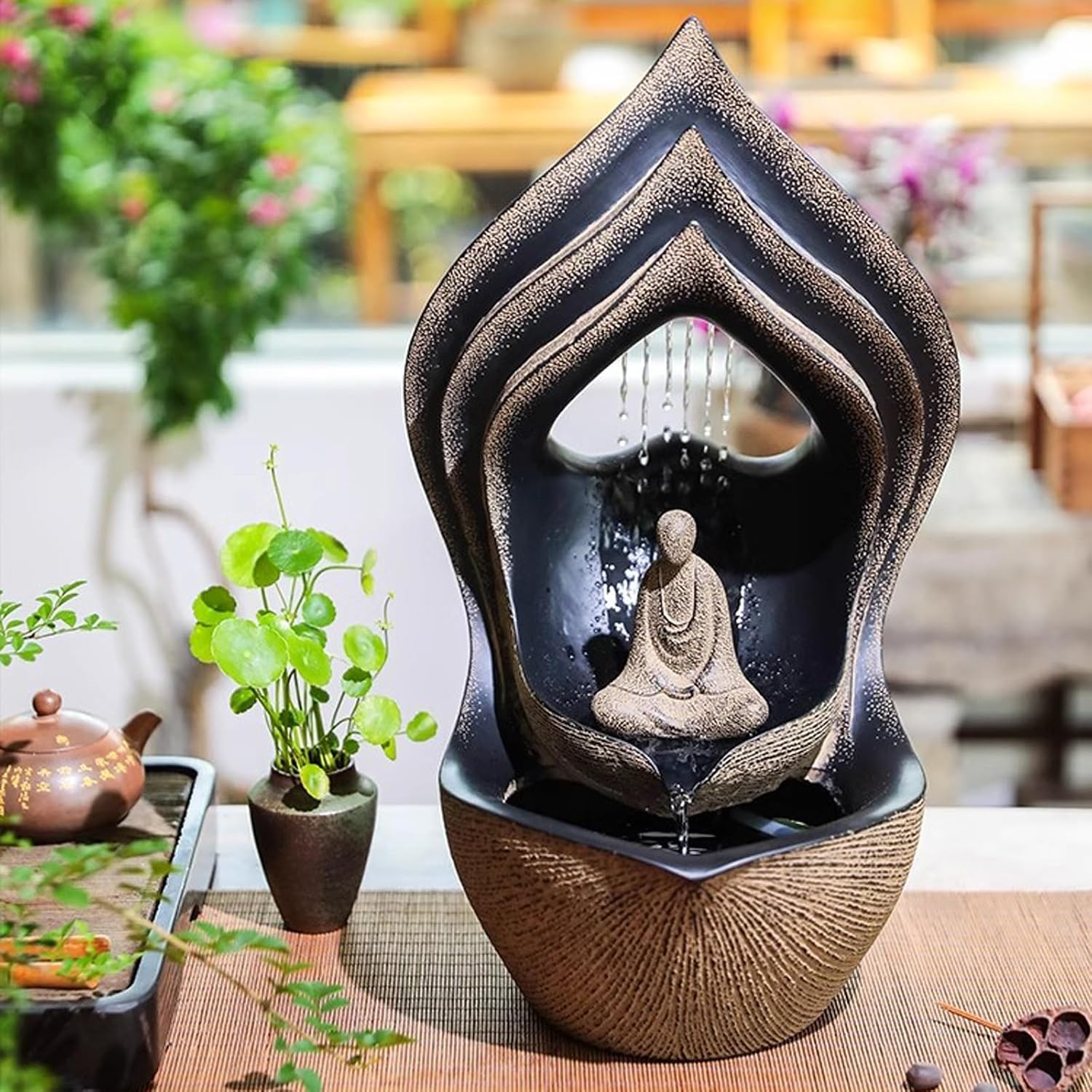 GLigeT Tabletop Fountain Chinese Style Flowing Water Decoration, Home, Office, Living Room, Porch, Desktop Decoration, Fountain Landscape Water Fountain Decor