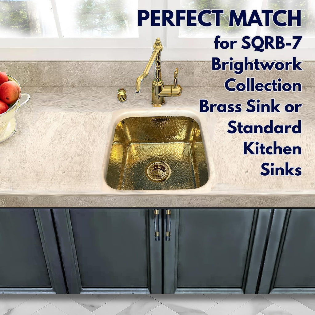 Nantucket Sinks 3.5 KDPB Kitchen Kit 3-1/2 PVD Coated Brass Sink Drain Assembly, Gold Color