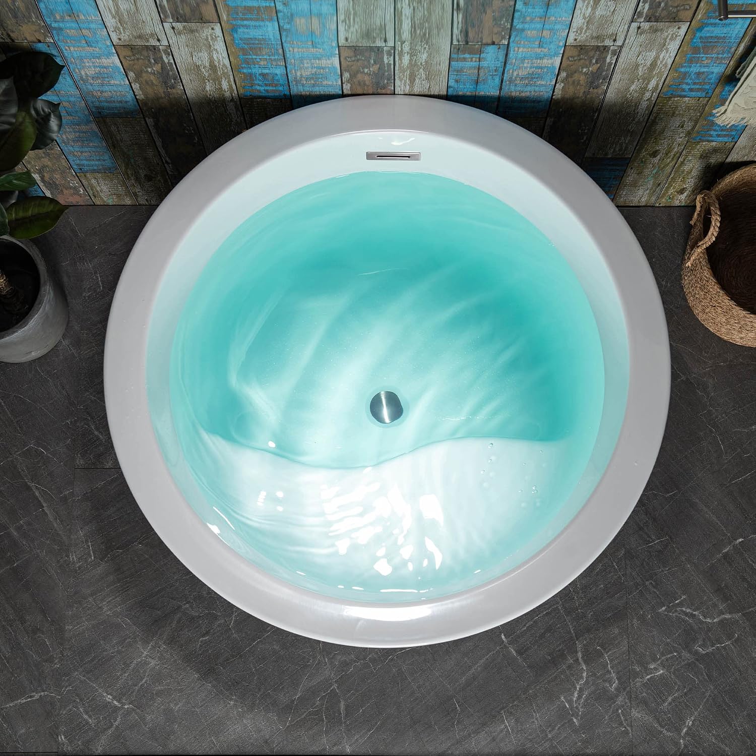 WOODBRIDGE 41' Acrylic Freestanding Bathtub Contemporary Soaking Tub, White Acrylic,Brushed Nickel Drain/Overflow
