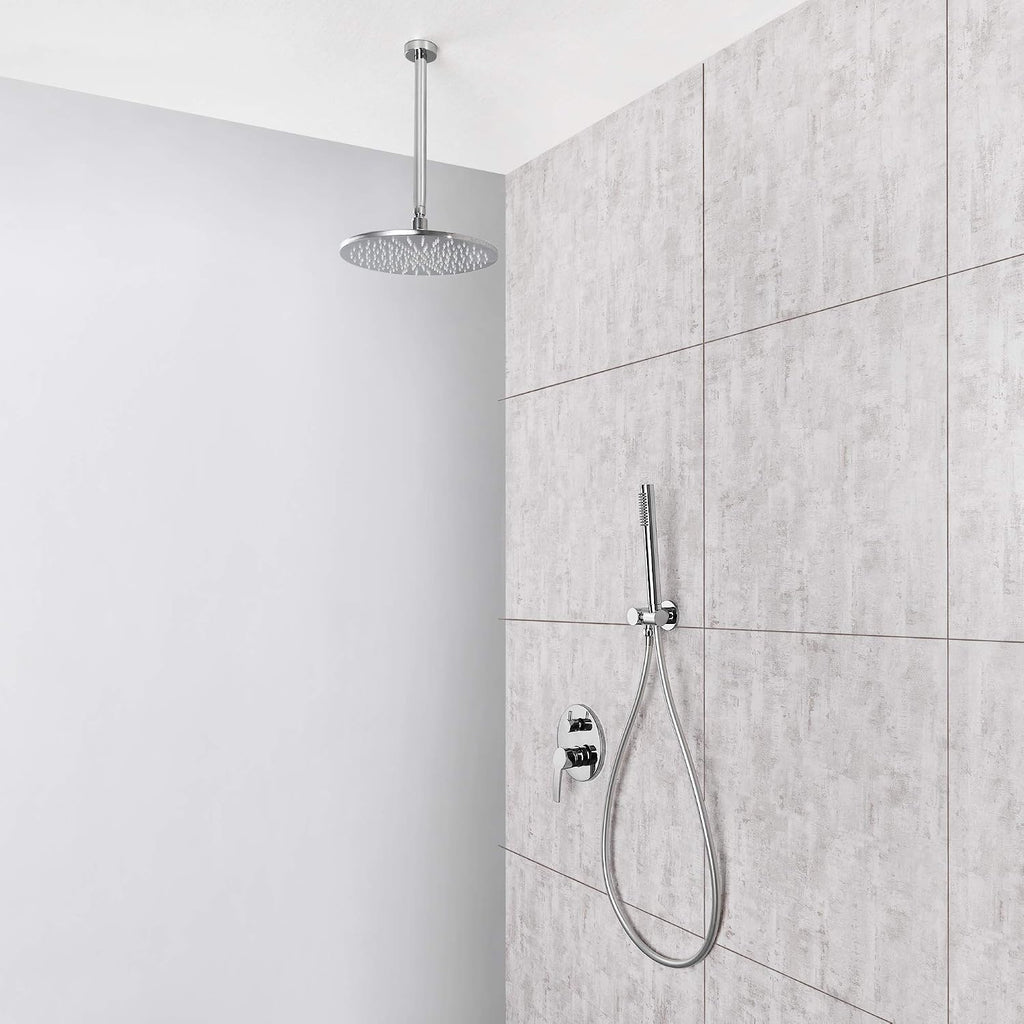 LED Shower Faucet Set Complete Bathtub Combo withy Spray Bathroom 8 Inch Ceiling Round Rain Shower Fixture with Handheld Kit