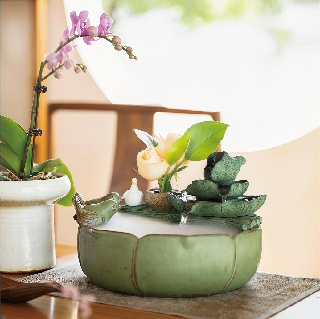 Tabletop Water Fountain Indoor - Water Fountain Decor for Meditation, Relaxation for Yoga, Study, Tea, Living Room, Office (Large with Atomization)