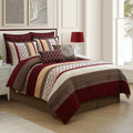 LANCO MODERN LIFESTYLE Queen Comforter Set, Berry Taupe Bedding Set, Jacquard Woven with Embroidery, 8 Pieces Bed in a Bag, Bed Skirt, Shams and Decorative Pillows