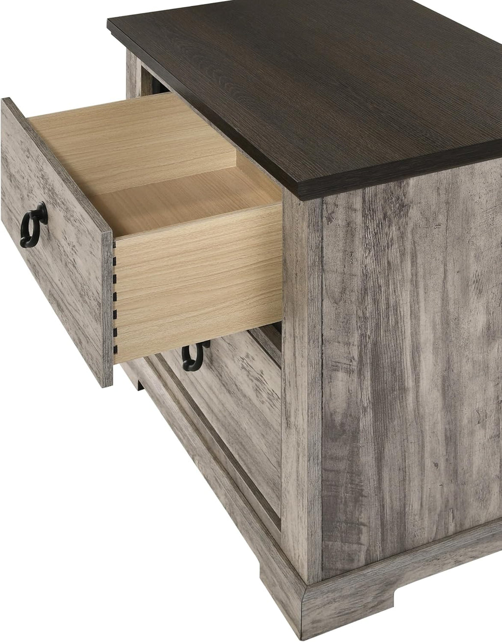Generic Rustic Gray Poster Queen Size 6pc Panel Bed Set Storage Wooden Master Bedroom Furniture, Grey