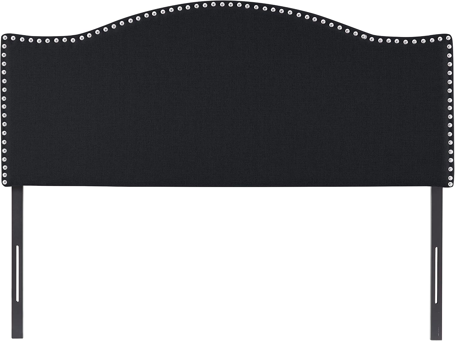 Naomi Home Catalina Queen Headboard – Upholstered Linen Tufted Panel with Nailhead Trim, Adjustable 12 Height Settings, Wall or Bed Frame Mount – Black