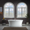 WOODBRIDGE 59'Freestanding White Acylic Soaking Bathtub with Matte Black Drain and Overflow,B1536-MB