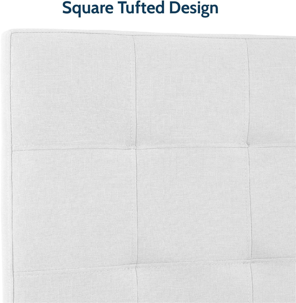 Naomi Home Jessenia Square Tufted Upholstered Headboard for Full & Queen – Fabric Padded Panel, 12 Adjustable Heights, Dual Mount for Wall or Bed Frame