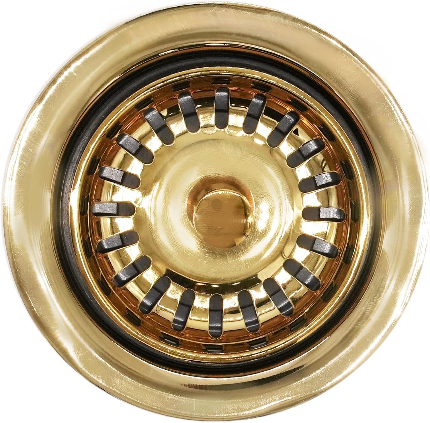 Westbrass CO2195S-01 Combo Pack 3-1/2' Wing Nut Twist Style Large Kitchen Sink Basket Strainer and Extra-Deep Collar Kitchen Sink Waste Disposal Flange with Strainer Stopper, Polished Brass