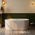 59 Inch Freestanding Bathtub, All-White Acrylic Soaking Tub with Chrome Drain, Deep Soaking Design for Spa Relaxation, Elegant Modern Bathtub for Main Bathroom,or Luxury Home