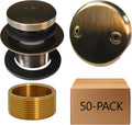 Westbrass D93K-50-06 Universal Fine or Coarse Thread Replacement Bathtub Tip-Toe Drain Plug with 2-Hole Faceplate, 50-Pack, Antique Brass, 50 Count