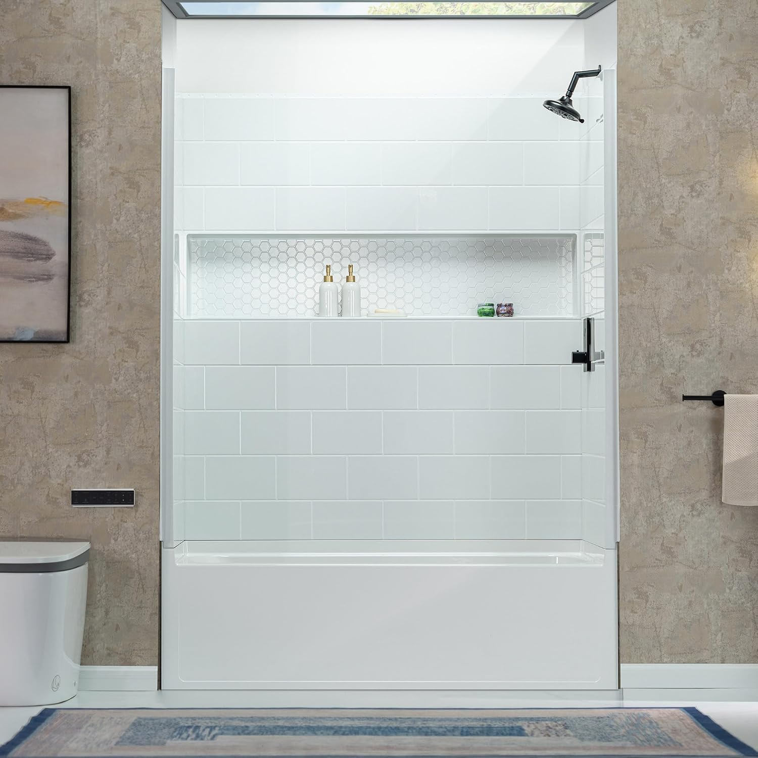 WOODBRIDGE 60' x 32' Four-Piece Direct-to-Stud Alcove Tub Surround Wall Panel Kit in White