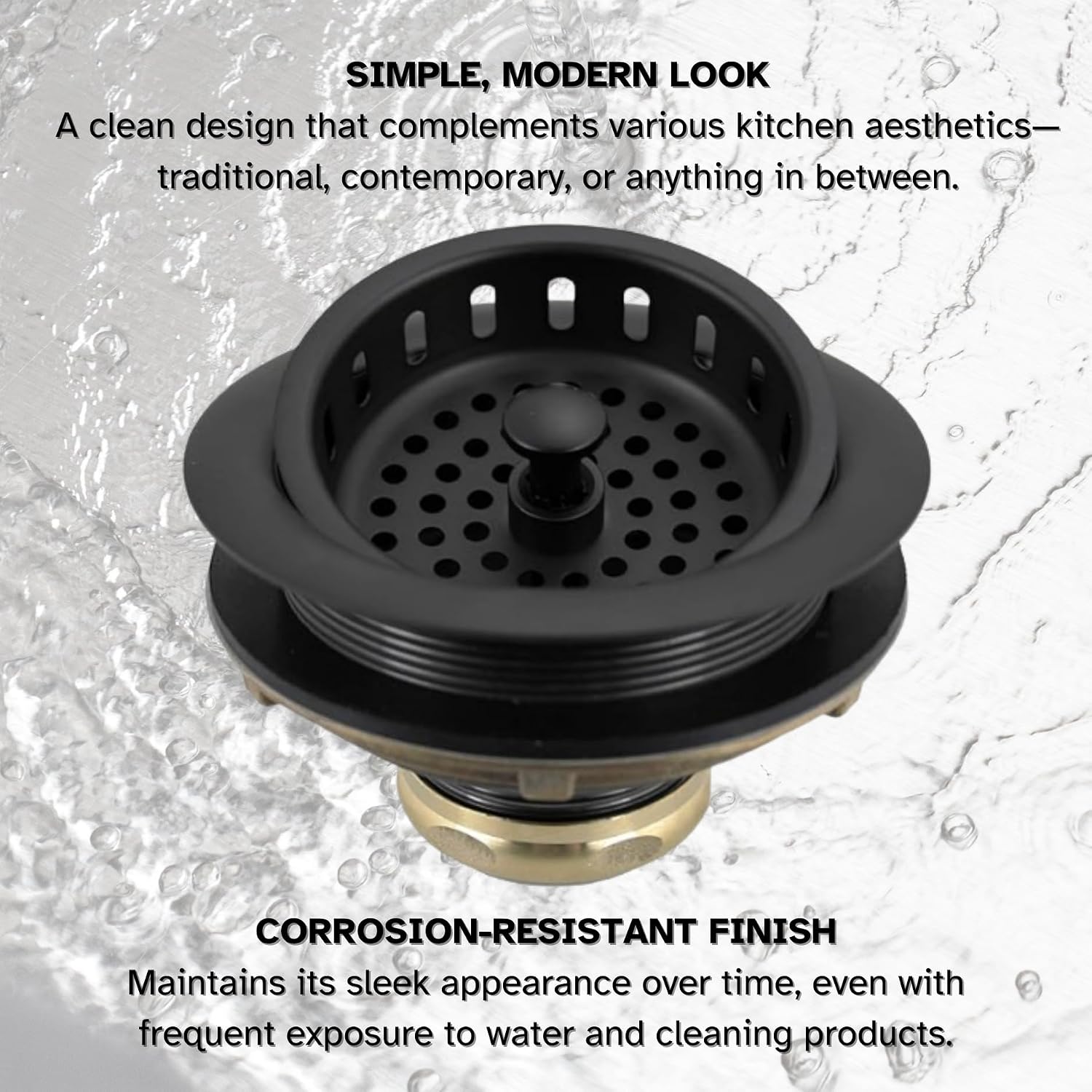 Westbrass R214-62 3-1/2' Large Post Style Kitchen Sink Basket Strainer, Matte Black (50-Pack)