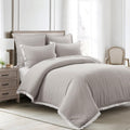 Lush Decor Rosalie Embellished Lace Comforter Set, 5 Piece Set, Full/Queen, Light Gray - Solid Color Bedding Set - Lace Trim Boho - Cottage Core Decor -