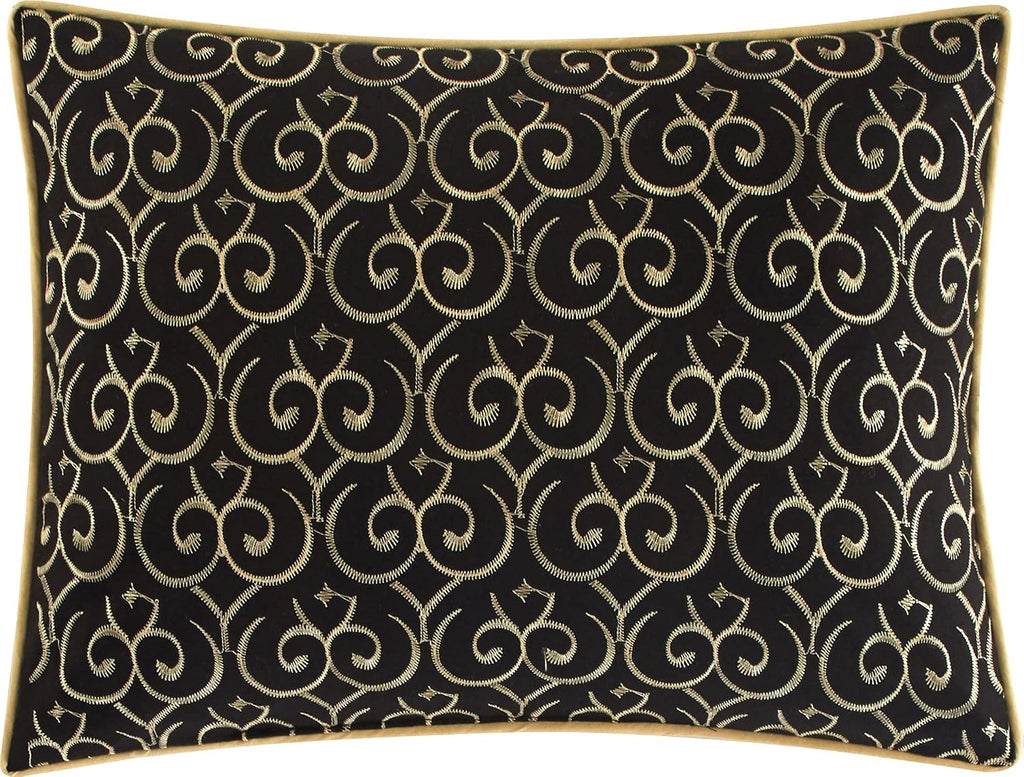 Stratford Park Black/Gold Comforter Set Queen Size, 7 Piece, Bedding Comforters & Sets, Pillow Shams Bedskirt, Jacquard Bedding Set, All Season