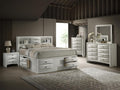 6pc Master Bedroom Set Antique White Finish Solid Wood Platform Queen Size Captain's Bed Wooden Furniture