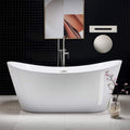 WOODBRIDGE 71'Freestanding White Acylic Soaking Bathtub with Brushed Nickel Drain and Overflow,B0017-BN