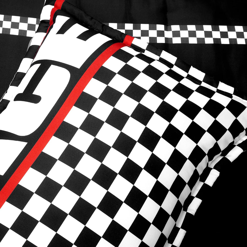 Lush Decor Racing Cars Reversible Comforter Queen Size 5 Piece Set Full/Queen Black & Multi - Kids Bedding Set Queen Comforter - Car Decor