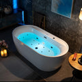 WOODBRIDGE 72' x 35-3/8' Whirlpool and Air Bath Heated Soaking Combination Tub with Adjustable Speed Air Blower and Display Control Panel, Matte Black Finish Trim and Drain Kit,BM-500