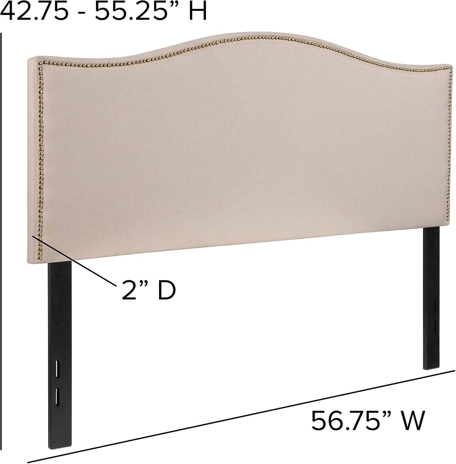 Flash Furniture Lexington Upholstered Full Size Headboard with Accent Nail Trim in Beige Fabric