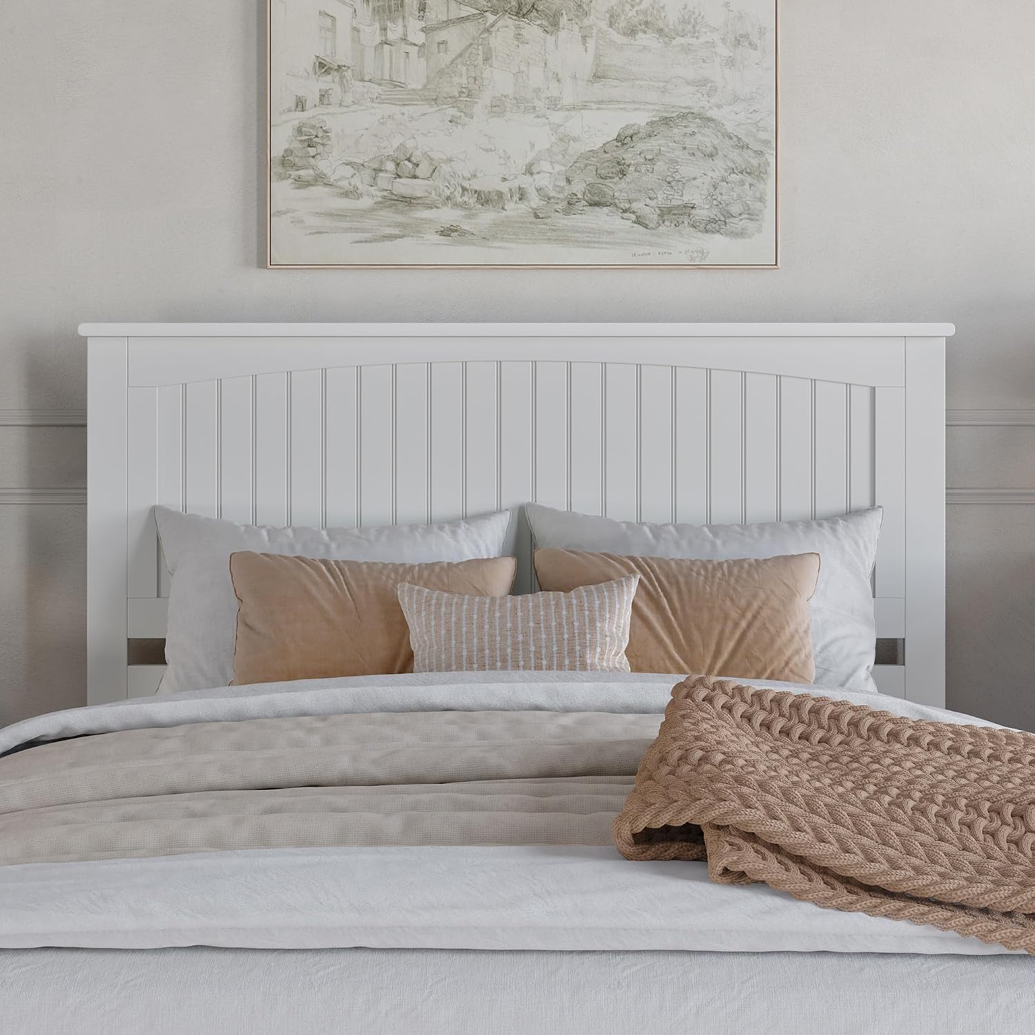 AFI, Nantucket Queen Solid Wood Panel Headboard, White