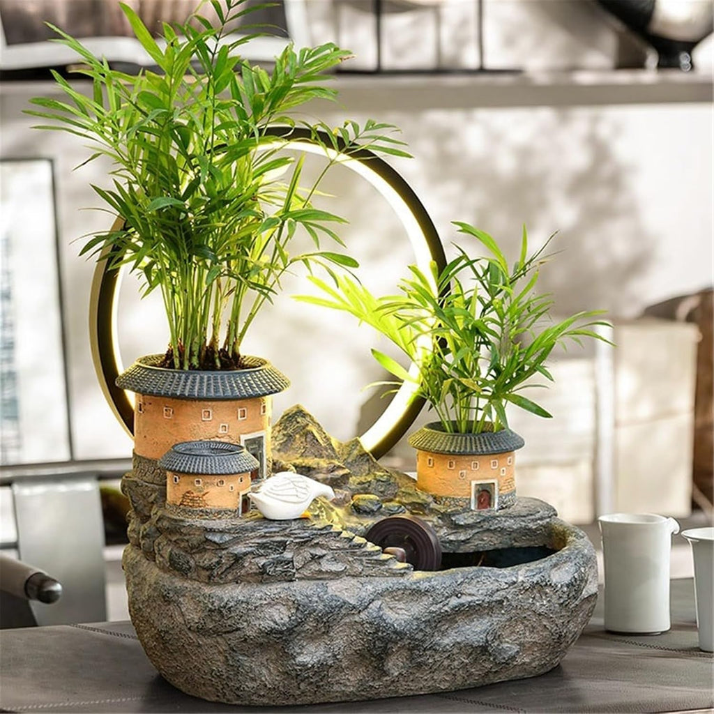 Tabletop Tabletop Fountain Rockery and Water Earthen Building Ornaments for Home Decor Decor