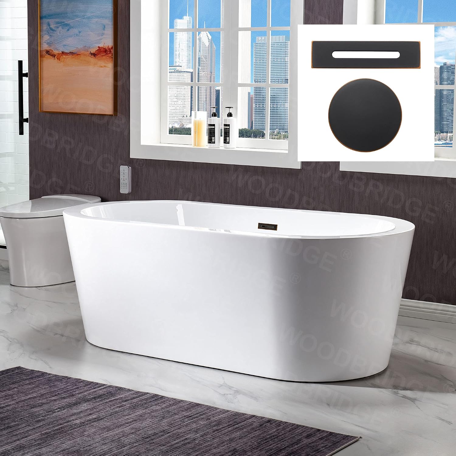 WOODBRIDGE B0002-ORB-Drain&O Bathtub, Oil-Rubbed Bronze