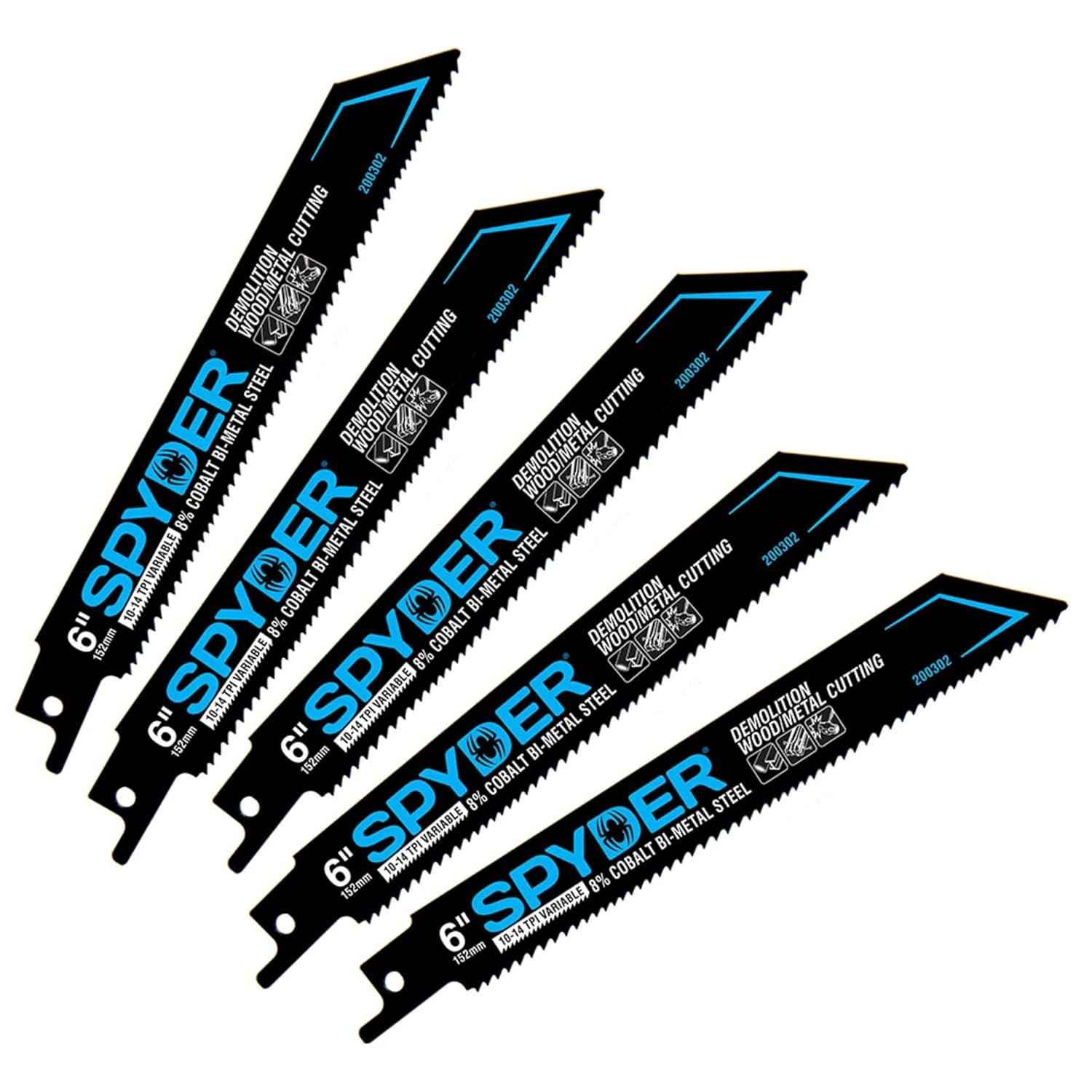 Spyder 6-Inch Reciprocating Saw Blade, for Wood and Metal, 10/14-TPI, 100-Blade Bulk Pack (200302)